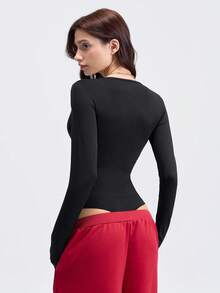 Loungeista 1 件女士塑身衣长袖紧身衣，带腰部训练器和乳房提升器 - 黑色 - 查看 3