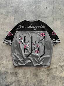 AXEPEAK Camiseta de manga corta de punto casual y holgada para hombre - Gris - Ver 2