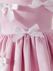 SHEIN Baby Girl Solid Color Woven Spaghetti Strap Dress, Baby Girl - Pink - View 7