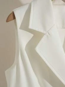 GlowEve Women's Elegant Casual Commuter White Shirt Blouse With Button And Waist Pleats, Suitable For Spring And Autumn - White - View 4