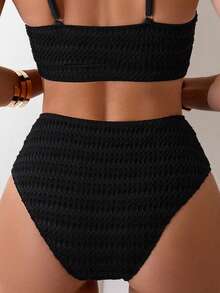 Swim Lushoire Women's Sexy Swimsuit Bottom, High Waist Shorts, Special Fabric, Summer - Black - View 2
