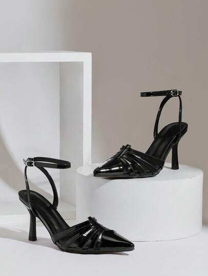 SHUZIA 女士优雅时尚尖头踝带细高跟鞋