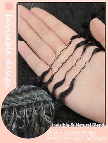 杰瑞卷发，100%真人发丝，羽毛线钩编发辫，沙龙级丝滑无缝隐形自然黑色，适合发量较少的女性，微环钩编真人发接发 - 彩色 - 查看 6