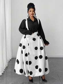 Maweii Chân váy chữ A màu trắng chấm bi thoáng mát, dáng suông, tôn dáng dành cho nữ cỡ lớn mùa xuân/hè. Thích hợp cho các buổi tụ họp thường ngày, hẹn hò lãng mạn, trang phục ngày Valentine, dạo phố, du lịch thư giãn, mùa hẹn hò và những dịp thu hút ánh nhìn. Trang phục tối giản, thời trang, thanh lịch dành cho nữ cỡ lớn. - Nhiều màu - Xem 5