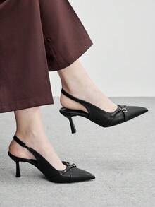 CUCCOO BIZCHIC Women's Pointed Toe Buckle Design Fashionable High Heels, Versatile For Daily Wear - Black - View 5