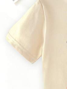 Young Boys' Casual Fashionable Creative Personalized Refreshing Simple Cute Digit 67 Cartoon Character Plaid Pentagram Star Graphic Letter Slogan Print Comfortable Basic Short Sleeve T-Shirt, Suitable For Spring, Summer, Autumn, Valentine's Day Cartoon Shirts For Kids Boy T Shirts Ice Cream Shirt Boys - Beige - View 5