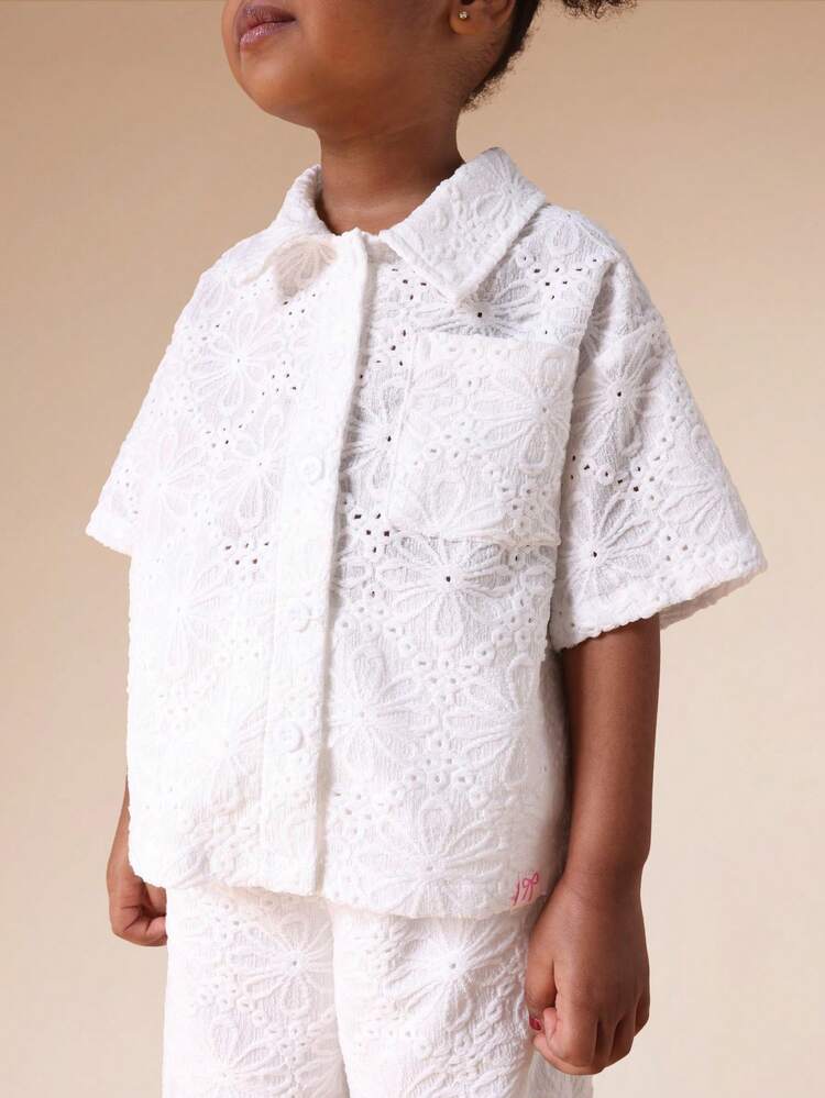 Broderie Anglaise Shirt And Wide Leg Pants Set