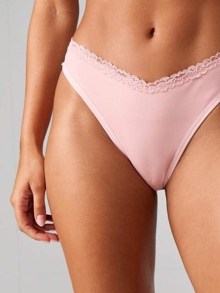 MISSGUIDED Lace Trim High Waist Thong Underwear With Scalloped Edge Detail Comfortable Intimate Lingerie For Daily Wear