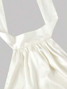 SHEIN MOD Petite 女士纯色露背扭结褶皱吊带迷你连衣裙 - 杏色 - 查看 6