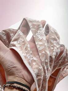 Amplova Elegant White Semi Sheer Cami Bodysuit With Intricate Lace Details - White - View 8