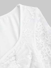 Sweetra Y2K Sexy Square Neck Pleated Flare Sleeve Versatile Commuter Dress - White - View 7