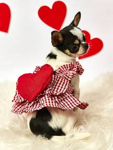 PETSIN Roupa fofa e delicada para a primavera, com estampa de corações para o Dia dos Namorados. Minissaia confortável e macia para animais de estimação, ideal para Yorkshire Terrier, Maltês, Bichon Frisé e Pomerânia. Perfeita para fotos de Dia dos Namorados, encontros familiares e uso diário. Look fashion para pets no Dia dos Namorados. - Multicolorido - Ver 11