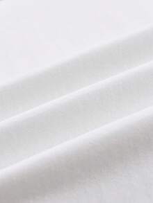 Tetris™ X SHEIN 男士休闲日常通勤百搭字母印花落肩宽松白色T恤，夏季 - 白色 - 查看 5