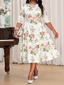 SHEIN Lady 大码优雅派对碎花连衣裙 碎花连衣裙 优雅花园派对连衣裙 大码夏季教堂连衣裙 女士复古连衣裙 女士经典连衣裙 女士春季服装 连衣裙 女士连衣裙 - 彩色 - 查看 7