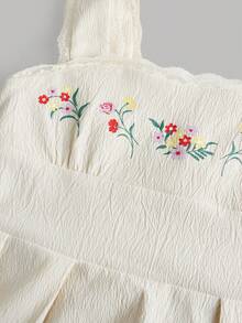 SHEIN Tween Girls Summer Floral Embroidered Maxi Dress - Apricot - View 3