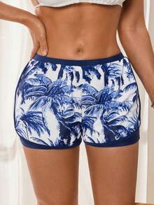 Swim Lushoire Women's Summer Beach Palm Tree Print Bikini Bottoms - Blue - View 1