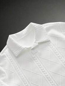 Manfinity VCAY Áo Polo nam màu trơn thanh lịch, thích hợp mặc đi làm hàng ngày, Áo sơ mi ngắn tay nam, Áo polo nam, Áo dệt kim, Áo dệt kim có họa tiết, Áo dệt kim màu trắng. - trắng - Xem 4