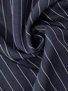 Siren Gaze Women's Striped Single-Breasted Casual Halter Mini Dress - Navy Blue - View 7