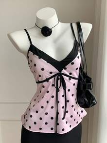 Comfortcana Áo kiểu in họa tiết chấm bi cổ điển, chất liệu 95% cotton, thích hợp cho kỳ nghỉ biển. - Nhiều màu - Xem 6