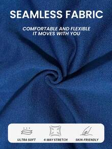 Seamluxe SHEIN Sport H1200 Marinblå sömlösa sportleggings med hög midja och elastiska ben - Marinblå - Visa 4