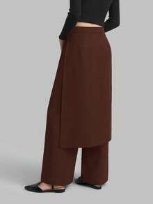 Ontre Women's Fashion High-Waisted Side Zipper Deconstructed Pants, Suitable For Urban Commuting, Business Casual, Office Wear, Teacher Uniform, Elegant For Spring And Summer - Brown - View 2