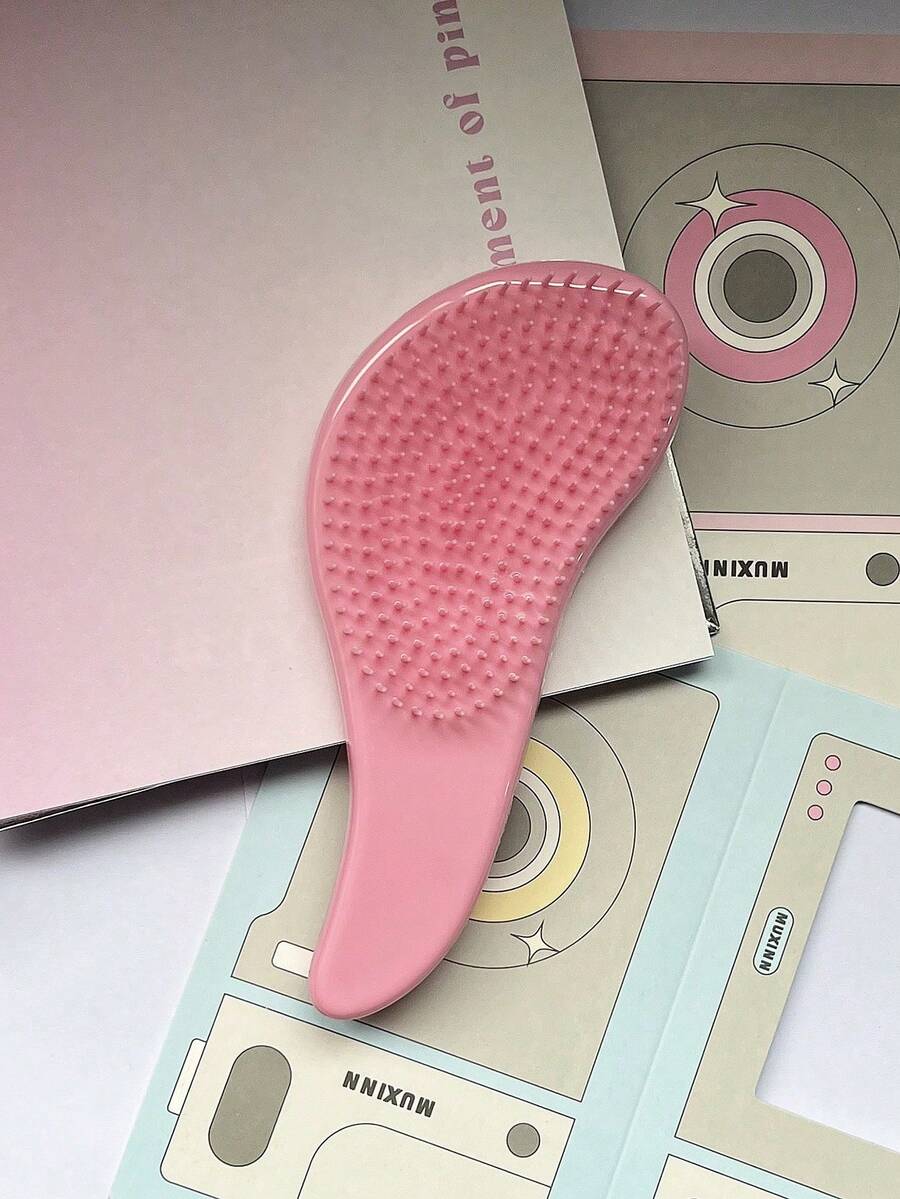 1支按摩梳，马卡龙色系列，防静电按摩梳，ABS软齿，抚平毛躁不打结，干湿两用，便携式魔术手柄，淋浴按摩梳，沙龙级美发工具，家用及户外均可使用，解结梳，女士发梳，美发沙龙，美发设备 - 淺粉色 - 查看 1