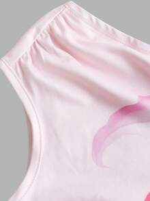 SHEIN Serisse Kids Vestido elegante de vacaciones con estampado floral tropical y bajo asimétrico para niñas preadolescentes - Rosa - Ver 7