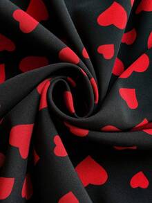 Vionelle 大码女式心形图案不对称下摆衬衫 - 黑色 - 查看 6