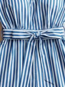 Franclia Women's Fashion Striped Camisole Jumpsuit With Bow Tie Summer Birthday Outfits For Women Summer Romper Casual Romper Beach Romper Petite Vacation Outfit - Blue and White - View 5