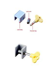 1/ 5 /10 Pcs Heavy Duty Sliding Window Sash Lock Adjustable Childproof Safety Latch For Home Office Security Installation Tool Easy DIY Hardware - Silver - View 5