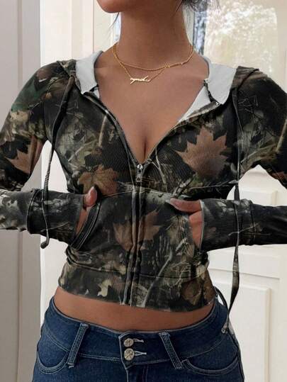 Almamuse 大码女式迷彩轻薄外套