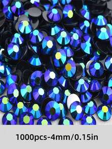 2000颗3-6毫米深蓝色扁平树脂水钻，圆形果冻宝石，适用于制作配饰、鞋子、衣服、化妆品、包包、装饰品等。 - 深藍 - 查看 8