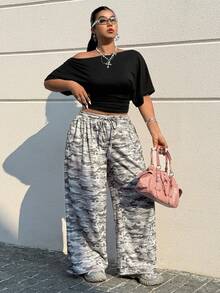 SHEIN EZwear 2026春夏新款休闲宽松加大码迷彩裤，适合户外活动、日常穿着、音乐节等场合。 - 彩色 - 查看 3
