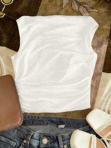 Glimmora Flower Print Asymmetric Collar Tank Top Versatile Casual Top - Multicolor - View 2