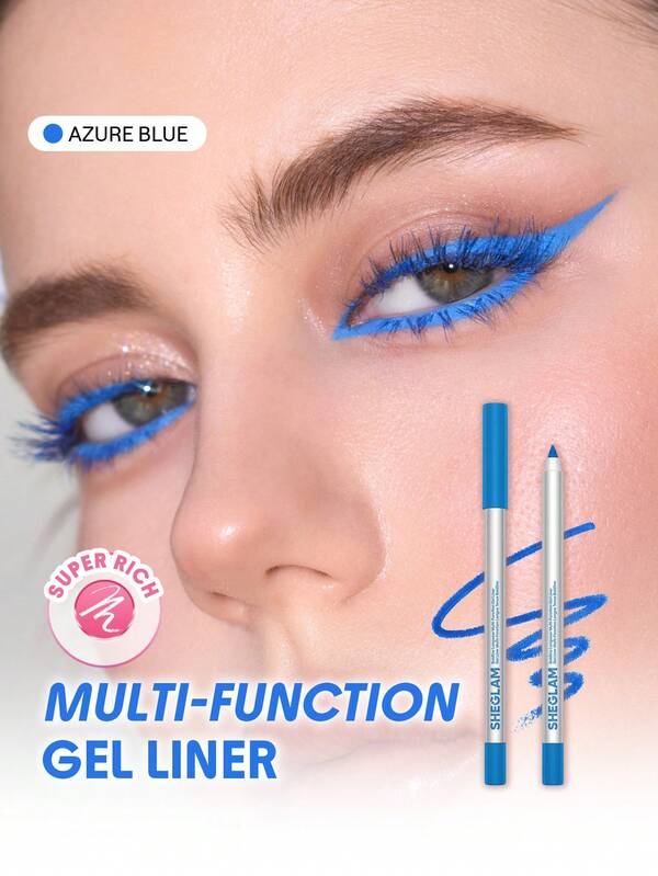 SHEGLAM Boldline Longwear Multi-Function Gel Liner-Azure Blue Brand Beauty Makeup Face Paint Cosmetic For Women Girls Perfect For Winter Ideal For Y2K Fancy Fashion Suitable For Birthday Gift Party Ready Best Color