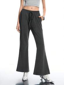 Airlisse Women's Fashion Y2K Flare Leg Drawstring Waist Sweatpants Flared Pants For Women Bell Bottom Pants Y2K - Dark Grey - View 1