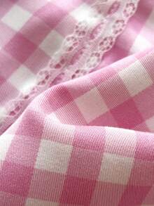 Elamini Women's Plaid Halter Top And Mini Skirt 2 Pieces Set - Pink - View 7