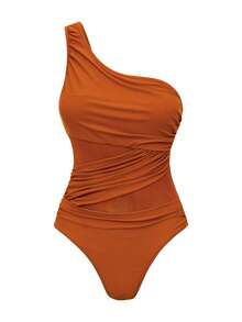 Swim Oasis Conjunto de 2 piezas de traje de baño de una sola pieza con falda de cintura alta para mujer, para resort de playa 2026 - Naranja Coral - Ver 4