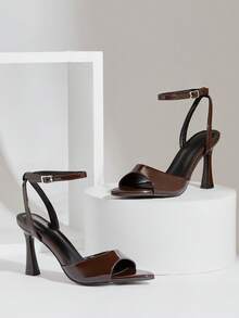 SHUZIA Women's Elegant Minimalist Ankle Strap Stiletto Heel Sandals