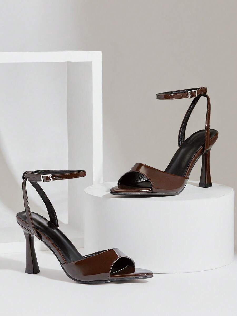 SHUZIA Women's Elegant Minimalist Ankle Strap Stiletto Heel Sandals