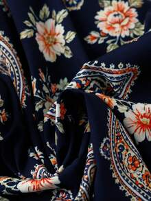 Linhara Áo kiểu nữ cỡ lớn in họa tiết hoa Paisley, cổ tròn, tay bồng, xếp ly, phong cách thường ngày, công sở, thời trang, thanh lịch, đa năng, kiểu Pháp lãng mạn, hẹn hò, cổ điển, đi biển, nghỉ dưỡng, mùa hè, áo kiểu mới cho nữ, áo kiểu mùa hè cho nữ, áo kiểu nữ thường ngày cho nữ. - Nhiều màu - Xem 7