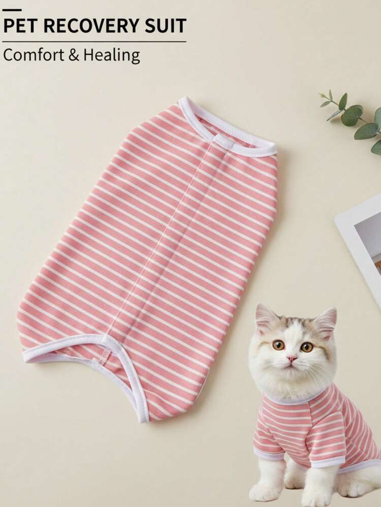 PETSIN Simple Casual Pink Stripe Spay & Neuter Vest For Dogs