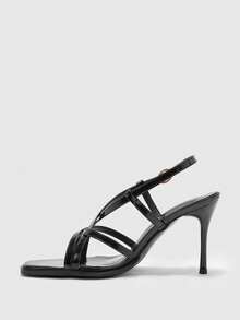 CUCCOO BIZCHIC Giày cao gót mũi hở gót sexy mới mùa hè 2025 dành cho nữ - màu đen - Xem 10