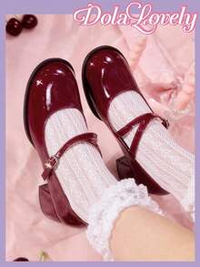 Dola Lovely 女士红色基本款玛丽珍高跟鞋，学院风，适合万圣节、圣诞节、感恩节 - 紅色 - 查看 1