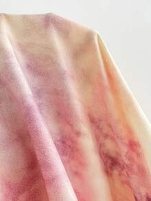 Sweetra 女士扎染面料性感简约浪漫不对称荷叶边下摆短前长后夏季度假连衣裙 - 粉色 - 查看 3