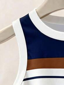 Resyla Women's Summer Colorful Striped Print Tank Top, Graphic Design, Vacation Style, Breathable & Comfortable, Versatile Casual Wear - Multicolor - View 4