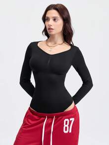 Loungeista 1 件女士塑身衣长袖紧身衣，带腰部训练器和乳房提升器 - 黑色 - 查看 6