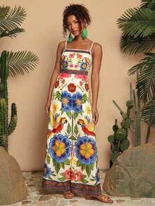 Travachic Woven Printed Loose Wide Leg Jumpsuit For Women - Blue - View 5