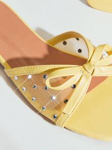 SHUZIA Women's Fashion Comfortable Bow Tie Mesh Flat Sandals