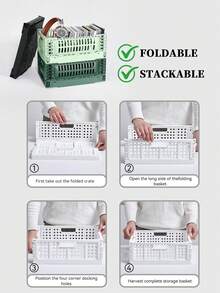 Joivida 1个彩色塑料可折叠收纳篮，非常适合收纳和日常使用，易于组装，可用于厨房、浴室、办公室、客厅、教室、宿舍等场所。 - 彩色 - 查看 11